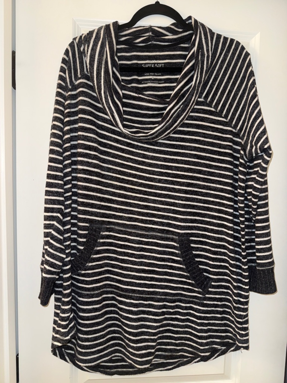 torrid Black & White Striped Cowl Neck Sweater
